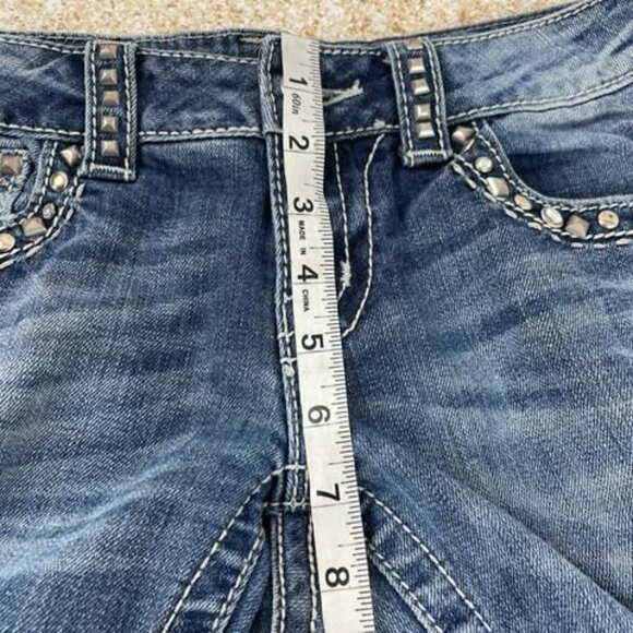 Miss Me Jeans 26 Straight MK 3D Rhinestone Flap Pocket Denim Buckle Exclusive - Picture 9 of 11